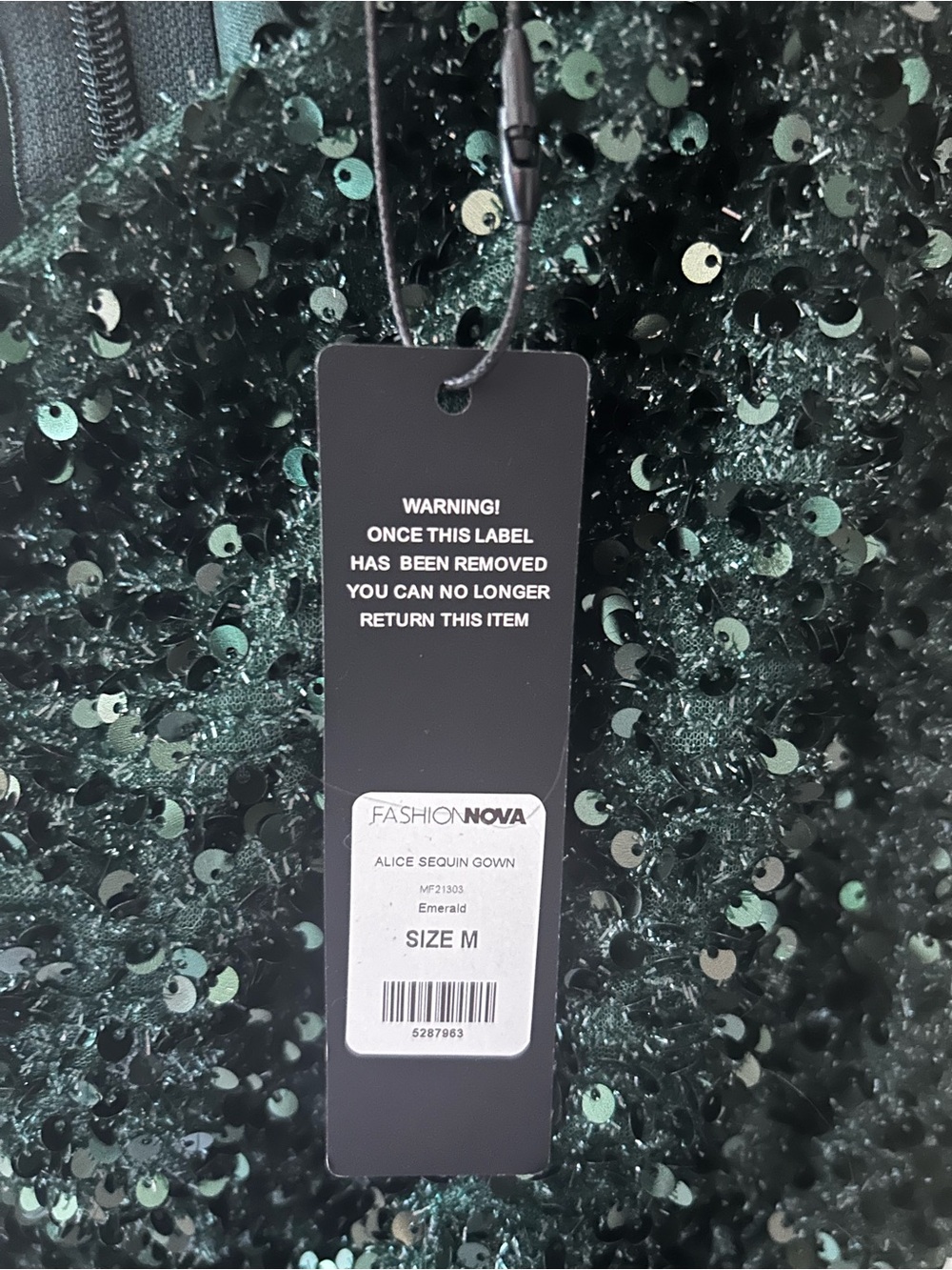 BNWT Fashion Nova Emerald One-Shoulder Sequin Gown (O $121) - Picture 3 of 8
